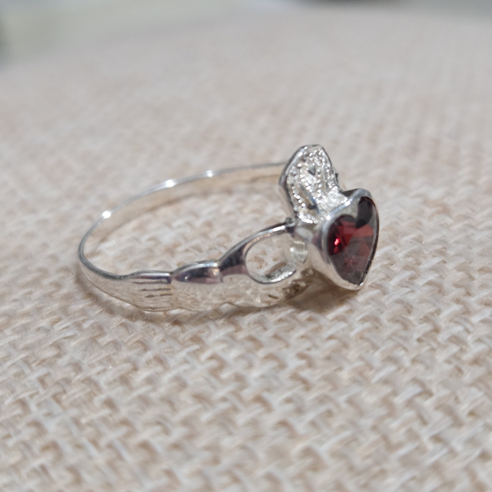 Silver Heart Ring With Ruby Gemstone - image 4
